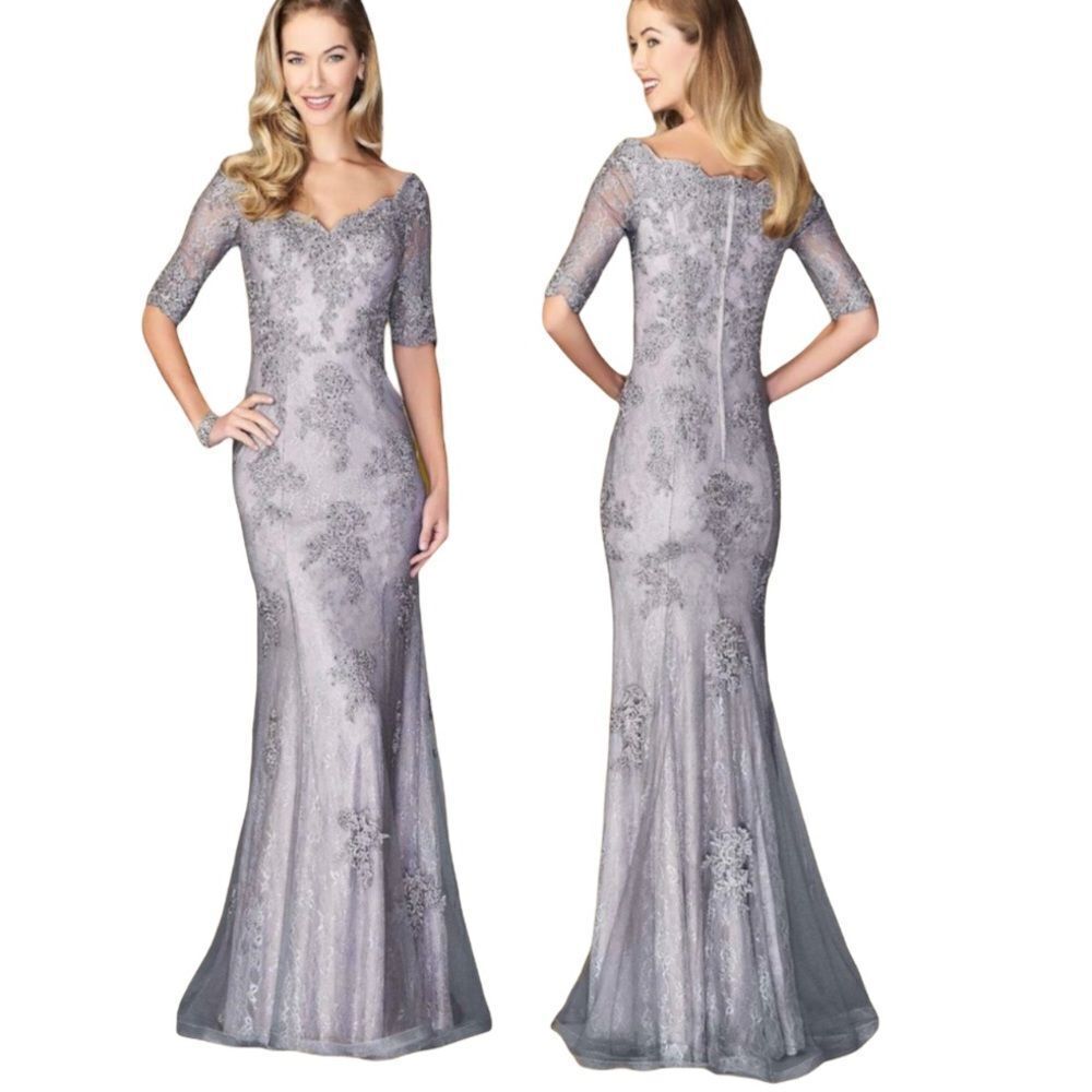 La FEMME Evening Gown Applique Detail Prom Evening Bridal renaissance NWT